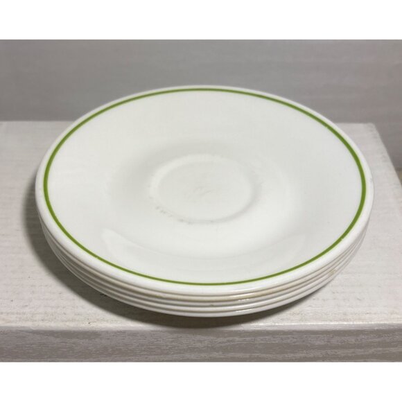 Corelle By Corning Saucer Plate Meadow White Green Trim 6.25" Vintage Set Of 5 - Picture 8 of 8